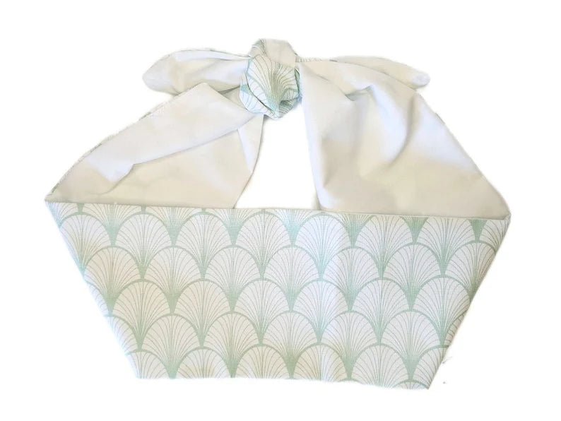 Hair Wraps- Mint Scallop Mid Mod Print