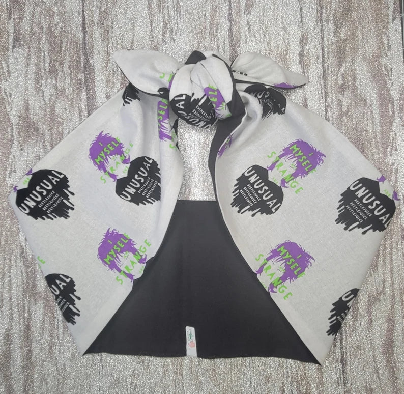 Hair Wrap- White Strange and Unusual Print