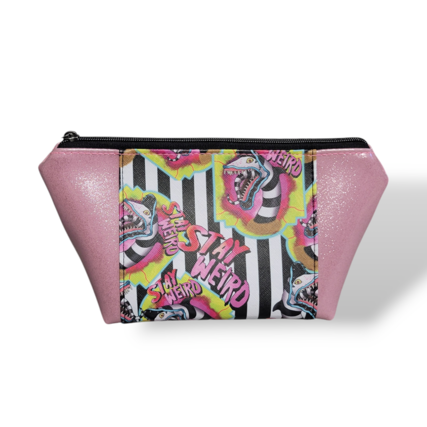 Vinyl Cosmetic Bag - Stay Weird Sand Worms Pink