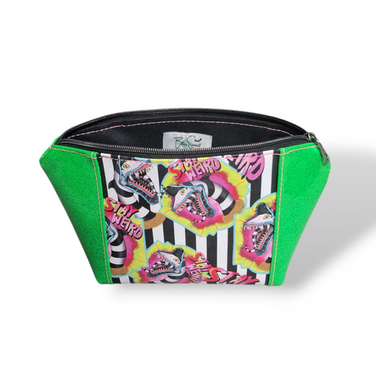 Vinyl Cosmetic Bag - Sand Worms Green