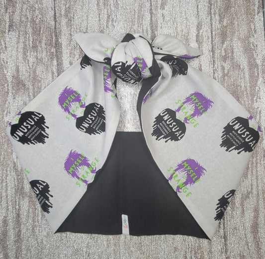 Hair Wrap- White Strange and Unusual Print